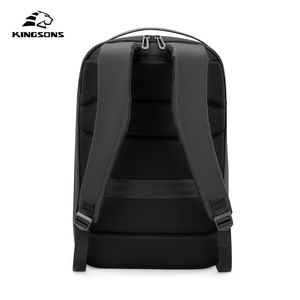 Laptop <b>Backpack</b> For Business Travel Large Capacity With Interior Zipper Pocket Men's <b>Black</b> Solid Color Shoulder Straps - Product Image 3