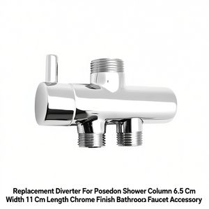 Desviador de repuesto para columna de ducha Poseidon, 6,5 cm de ancho, 11 cm de largo, acabado cromado, accesorio para grifo de baño - Product Image 3