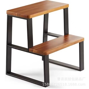 Tabouret d'escalade en bois avec structure métallique pour enfants et adultes, durable, multi-usages, design industriel - Product Image 1