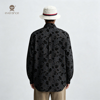 Kemeja Pria Motif Bunga Beludru Poliester Spandex Abu-abu Hitam Kemeja Pantai Liburan Kuba