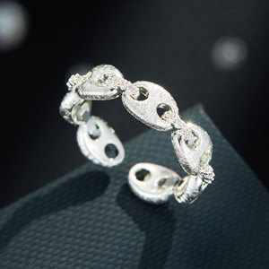 Brushed Chain Open <b>Ring</b> Micro Set Zircon Adjustable Index <b>Finger</b> <b>Ring</b> Fashionable Versatile Jewelry - Product Image 4