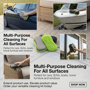 Éponge de lavage de voiture en microfibre chenille premium QT-P011, éponge de lavage de voiture super absorbante avec filet pour voiture, camion, camping-car, moto - Product Image 4