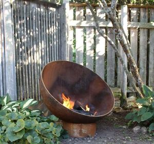 wood burning <b>fire</b> <b>pit</b> <b>fire</b> bowl Propane <b>Fire</b> <b>Pit</b> with Steel Construction Large Metal Hemisphere Camping Wood Stove - Product Image 6