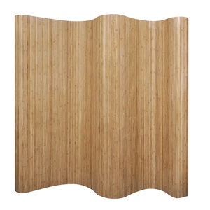 Panneaux d'écran de séparation de pièce sur pied en bambou naturel style ondulé mobile pour les salons, les hôtels et la décoration intérieure - Product Image 1