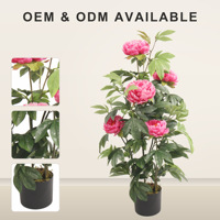 JWT4133 Pohon Paeonia Suffruticosa Buatan yang Menyerupai Asli Bunga Sutra Merah Muda Realistis Tinggi untuk Dekorasi Ruang Tamu Rumah Dalam Ruangan