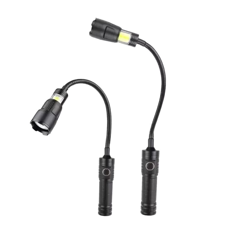 XHP50 Super Bright Flashlight - White Laser Zoom with Magnet COB Flexible Hose Work Light for Camping, Repair Outdoor Activities