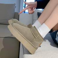 2024 gros bottes de neige pour femmes à semelles épaisses élégant hiver fourrure bottine plate-forme en peluche chaussures chaudes