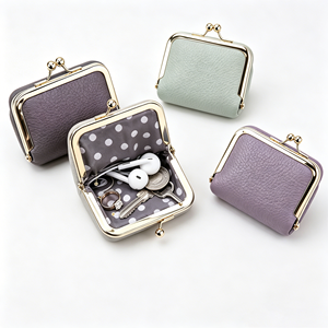 Monederos de cuero con cierre de beso al por mayor, almacenamiento portátil multiusos para monedas, auriculares, anillos, llaves y embalaje de lápiz labial - Product Image 3