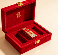 Boîte cadeau de rouge à lèvres rouge de luxe avec motif nuage en feuille d'or, emballage cosmétique de style chinois
