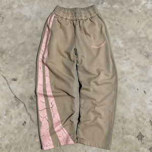 2025 pantalones de chándal personalizados de algodón con estampado de grietas para hombre, pantalones de chándal holgados de pierna recta con lavado ácido desteñidos al sol de gran tamaño - Product Image 2