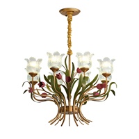 Lustre français vintage en fer forgé à motifs floraux avec éclairage LED pour salon, salle à manger, chambres à coucher