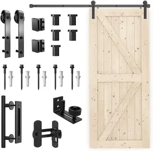 Kit de ferragens para porta de celeiro deslizante industrial, porta dupla inferior embutida, porta dupla externa, interior, trilho único, desvio