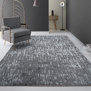 Decoración de interiores de alta gama, sala de estar hecha a mano, alfombra de seda y lana suave de lujo gris para villa - Product Image 1