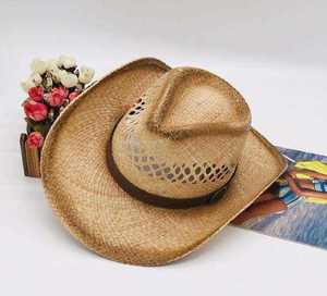Wholesale Eco-Friendly Floppy Wide Brim Raffia Custom Plain Handmade Cowboy <b>Straw</b> <b>Hat</b> - Product Image 3