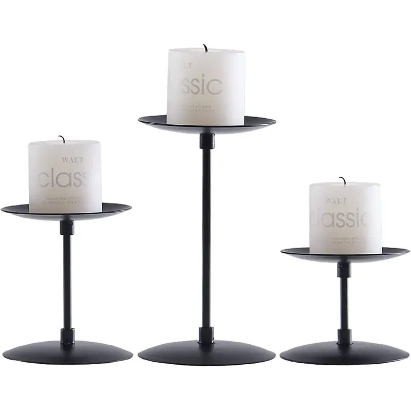 Set of 6 Black Metal Candle Stand Modern Gold Candlestick Holders for Pillar Candle