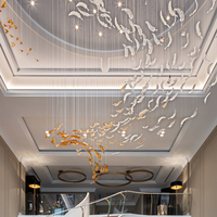Lustres LED modernes de luxe en verre long, personnalisables, pour villas, restaurants haut de gamme et escaliers – Prix fabricant