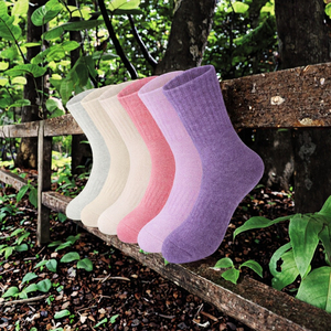 Chaussettes courtes décontractées en coton tricoté et fibre de bambou, couleur unie, absorbant la transpiration, pour femmes et hommes, automne - Product Image 3