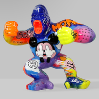 Statue de Kong en fibre de verre grand format en promotion – Sculpture de gorille géométrique abstraite moderne en résine grandeur nature
