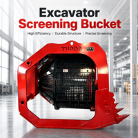 Nouvelle benne rotative hydraulique avec tamis pour excavatrice, équipée de roulements et d'engrenages, pour le criblage du sable, de la terre et de la pierre dans la construction
