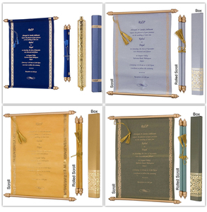 Mới nhất Scroll lời mời đám cưới giấy tình yêu Châu Âu nhân tạo Thiệp mời photocards tùy chỉnh thiết kế lá vàng thẻ - Product Image 4