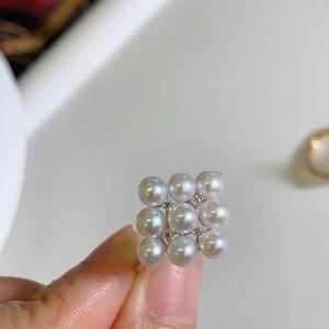 Bague en argent S925 avec perle et diamant en forme de grille à vent parfumé, 4 mm, jaune et blanc, double couleur, petit accessoire avec boîte cadeau - Product Image 2