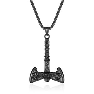 Collar de Acero de Titanio con Hacha Vikinga de Estilo Nórdico Retro, Colgante Personalizado de Acero Inoxidable para Hombre, Venta al por Mayor de Joyería Transfronteriza - Product Image 5