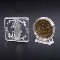 Conteneur de Capsules de pièces de monnaie Souvenir en acrylique transparent, lingot d'or de 1/2 oz, porte-cartes de jeu de jeton de médaille ronde