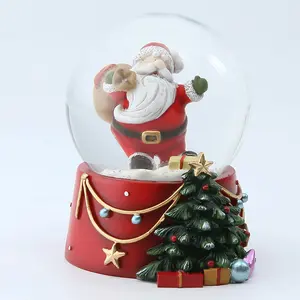 Jiayi Resin Crafts 100mm Snow Ball Santa Claus Glass Globe Custom In Snow Globe For Christmas Season For Desk Decor