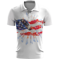 Chemises Polo pour Hommes Jour de l'Indépendance, T-shirts Décontractés de Golf, Hauts Boutonnés Imprimés 3D, T-shirts à Manches Courtes pour Hommes pour les Fêtes