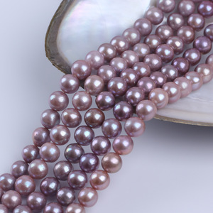 Perlas Sueltas de Agua Dulce Naturales de Color Rosa Morado de 9-11 mm, Directamente de Fábrica, para DIY, Cuentas Redondas Semiterminadas para Collar - Product Image 3