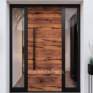 Grandsea Factory Direct Diseño personalizado Aluminio Madera maciza Puertas de <span class=keywords><strong>entrada</strong></span> delanteras pivotantes externas <span class=keywords><strong>Entrada</strong></span> principal para apartamentos - Product Image 1