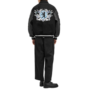 Slight Crop Fit Leather Sleeves Wool <strong>Jacket</strong> <strong>Custom</strong> Embroidery Patches Stadium <strong>Varsity</strong> <strong>Jacket</strong> - Product Image 4