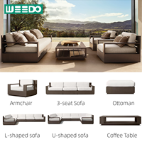 Moderne Aluminium-Outdoor-Sofagarnitur Langlebiges Metall-Gartenmöbelset für Außenbereich, Hof, Hotel, Park Luxuriöses Terrassen-Sofaset
