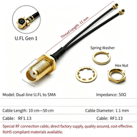 Câble de Rallonge Coaxial RF Durable ANNXIN Double U.FL vers SMA Femelle, Pigtail Jumper 50 Ohm 1.13mm pour 4G 5G LTE WiFi GSM