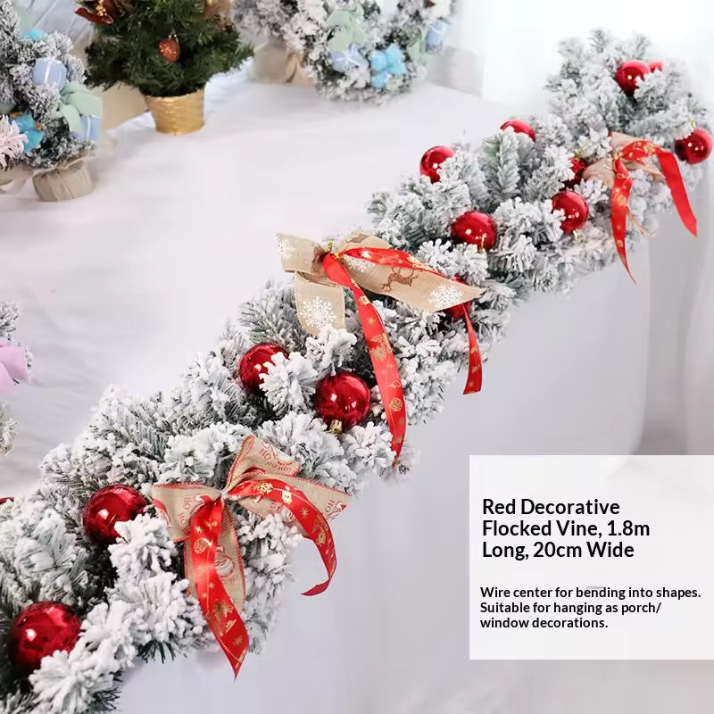 หวายฟล็อกกิ้งยาว 1.8 เมตร พร้อมตกแต่งสีแดง