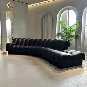 Sofá Seccional Reclinable Modular de Tres Plazas de Piel Sintética Estilo Vintage Italiano <span class=keywords><strong>Mario</strong></span> Bellini, Forma Semicircular Moderna para Sala de Estar - Product Image 1