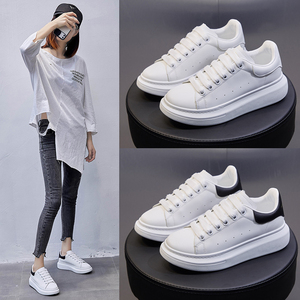 <span class=keywords><strong>Zapatillas</strong></span> Deportivas de Plataforma para <span class=keywords><strong>Mujer</strong></span>, Suela Gruesa, Transpirables, de Cuero, Tallas 35-40, para Uso Diario, <span class=keywords><strong>Blancas</strong></span>, de Caña Baja - Product Image 6