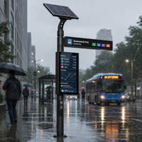 Affichage numérique LCD solaire étanche IP65 pour arrêt de bus, résistant au vandalisme IK10, lisible en plein soleil, écran 4G pour abri de transport public