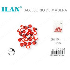 Accessorio in Legno a Forma di Scarabeo Ilan 10mm 24pz Decorazione Adesiva per Artigianato - Product Image 3