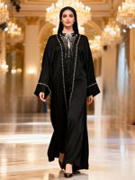 Robe de fête musulmane noire pour femmes Abaya avec robe intérieure Abayas de Ramadan Robe Caftan Vestidos Largos 2025