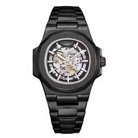 Montre mécanique automatique pour homme LONGLUX, montres de luxe, étanches, squelette, affaires, vente en gros bon marché, acier inoxydable, montre cadeau