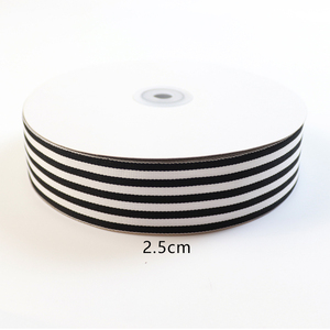 ริบบิ้นผ้าโพลีเอสเตอร์สีดำและสีขาวสำหรับตกแต่งของขวัญ - Product Image 5