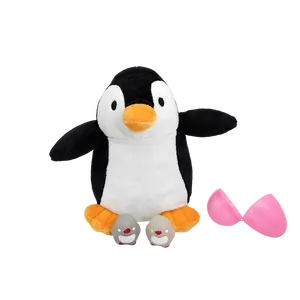 企鹅带塑料鸡蛋玩具儿童玩具毛绒玩具