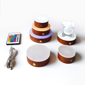 Socle LED rond en ébène pour verres à vin et sous-verres à cocktail, interface USB détachable, vente en gros usine - Product Image 4