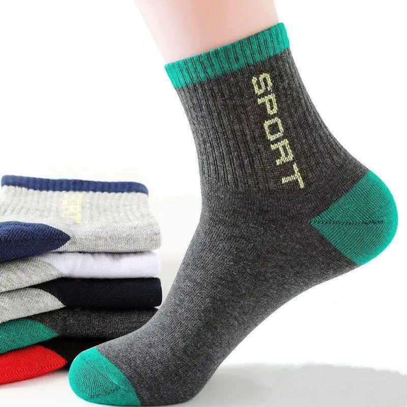 Calcetines deportivos de algodón para hombre, medias transpirables de Color sólido, absorbentes para el sudor, venta al por mayor