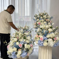 Ramo de Flores DKB de Venta Directa de Fábrica, Ramo de Flores Hecho a Mano Azul para Decoración de Bodas y Centros de Mesa