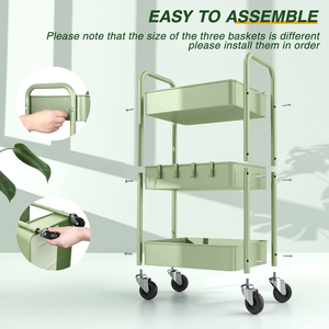 Multi-scene 3 Layer Kitchen Storage Rack Bathroom Trolley Plastic 3 Tier Rolling Storage Cart Organizer Utility Trolley - Product Image 2
