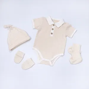 Kaus polo bayi laki-laki, baju katun organik lengan pendek untuk bayi laki-laki