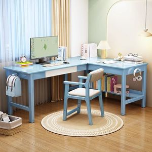 <b>Solid</b> <b>Wood</b> <b>Desk</b> Chair With Armrests Blue White Modern Minimalist Study Office Chair For Home Use - Product Image 1