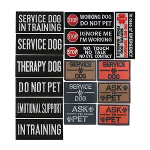 Service dog K9 rectangle embroidered patches with hook and loop